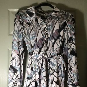 The Executive blue and color print dress
